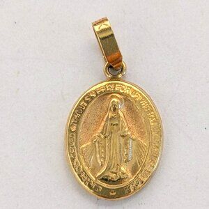 18KT Solid Gold Religious Christian Mary "Conceived without Sin" Pendant Charm